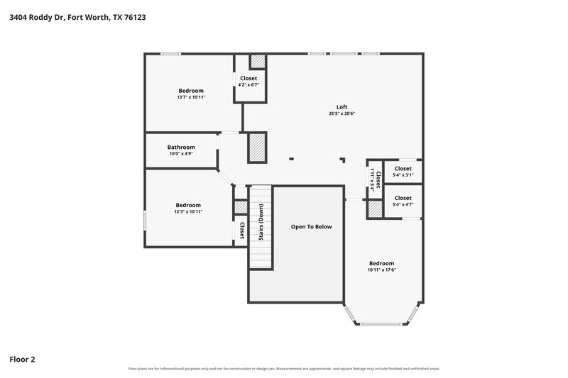 2,400/Mo, 3404 Roddy Dr Fort Worth, TX 76123 Floor Plan View 2