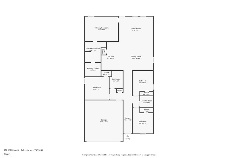 2,150/Mo, 100 Wild Rose Dr Balch Springs, TX 75181 Floor Plan View