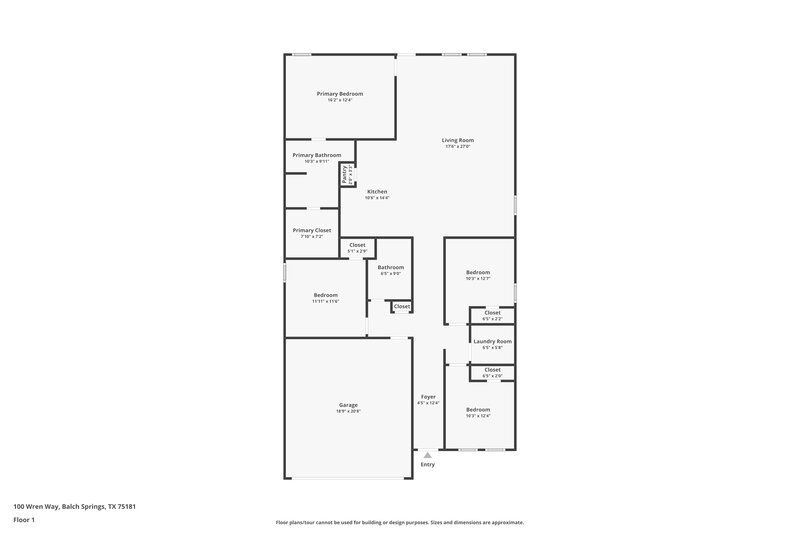 2,010/Mo, 100 Wren Way Balch Springs, TX 75181 Floor Plan View