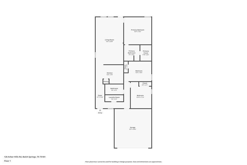 1,835/Mo, 126 Arbor Hills Rd Balch Springs, TX 75181 Floor Plan View