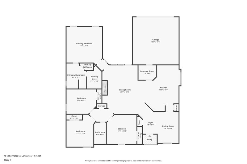 4,200/Mo, 1542 Reynolds St Lancaster, TX 75134 Floor Plan View
