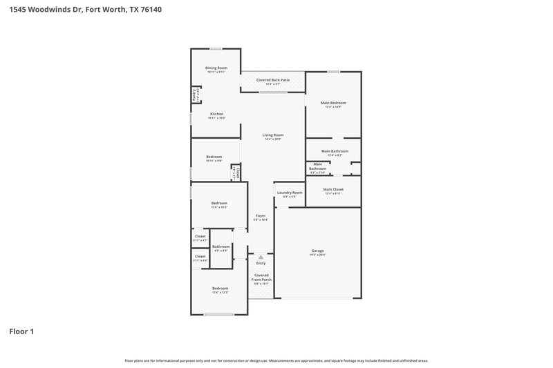 2,170/Mo, 1545 Woodwinds Dr Fort Worth, TX 76140 Floorplan View