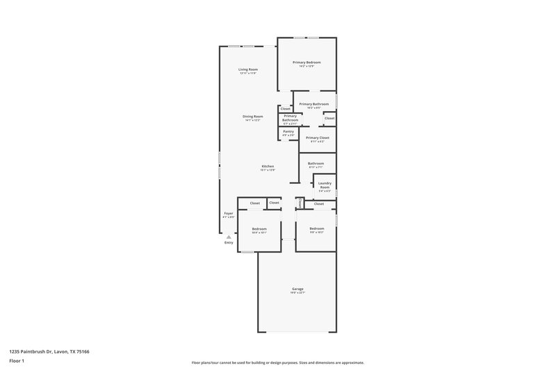 1,790/Mo, 1235 Paintbrush Dr Lavon, TX 75166 Floor Plan View