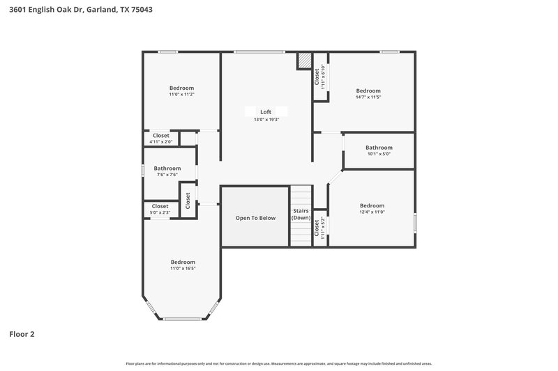 2,550/Mo, 3601 English Oak Dr Garland, TX 75043 Floor Plan View 2