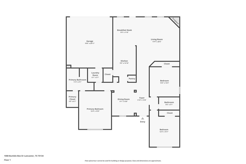 2,065/Mo, 1008 Bumble Bee Dr Lancaster, TX 75134 Floor Plan View