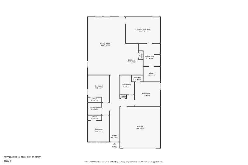 1,795/Mo, 1809 Javelina St Royse City, TX 75189 Floor Plan View