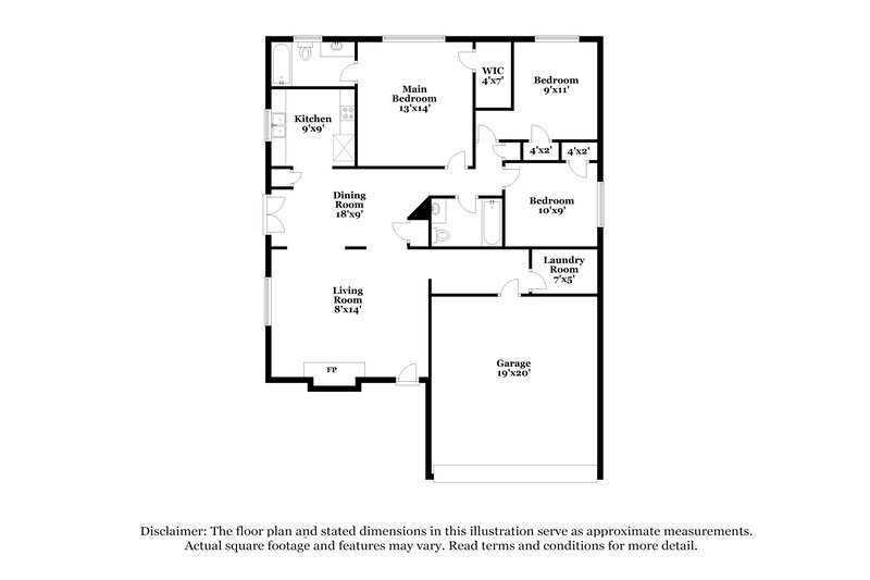 2,060/Mo, 7509 Evergreen Dr Watauga, TX 76148 Floor Plan View