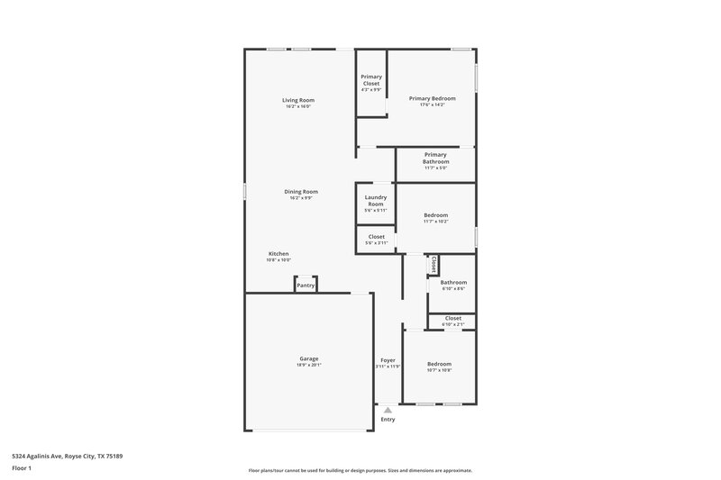 1,760/Mo, 5324 Agalinis Ave Royse City, TX 75189 Floor Plan View