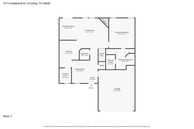 2,080/Mo, 517 Creekbend St Crowley, TX 76036 Floorplan View