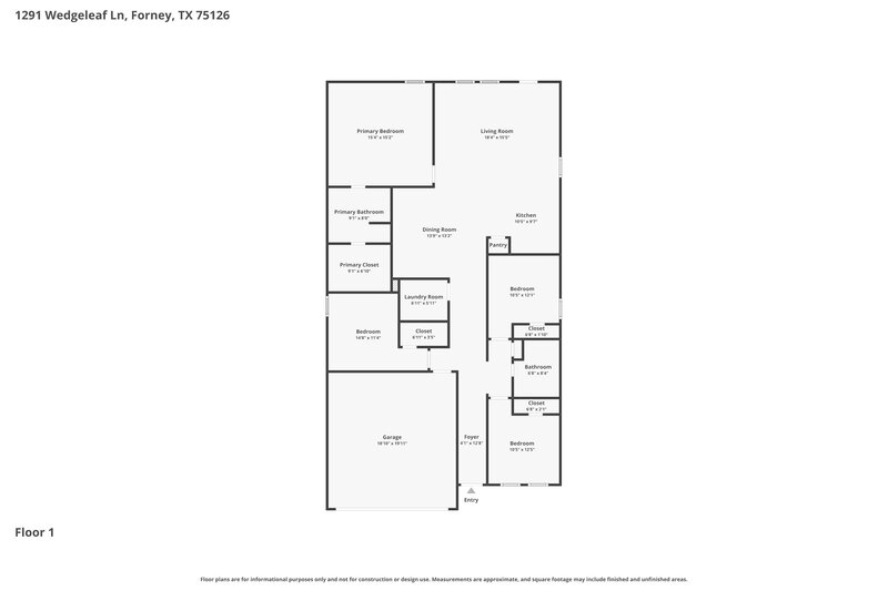 2,180/Mo, 1291 Wedgeleaf Ln Forney, TX 75126 Floor Plan View