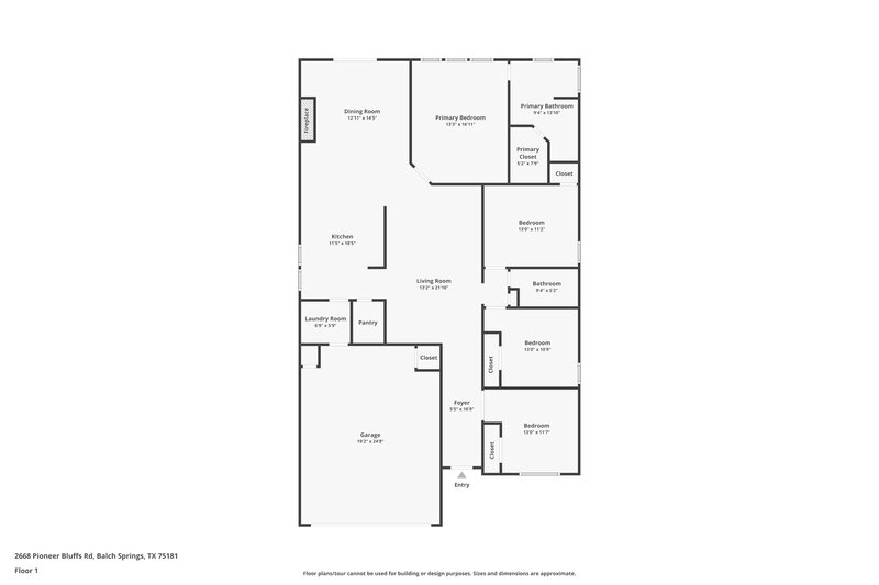 2,295/Mo, 2668 Pioneer Bluffs Rd Balch Springs, TX 75181 Floor Plan View
