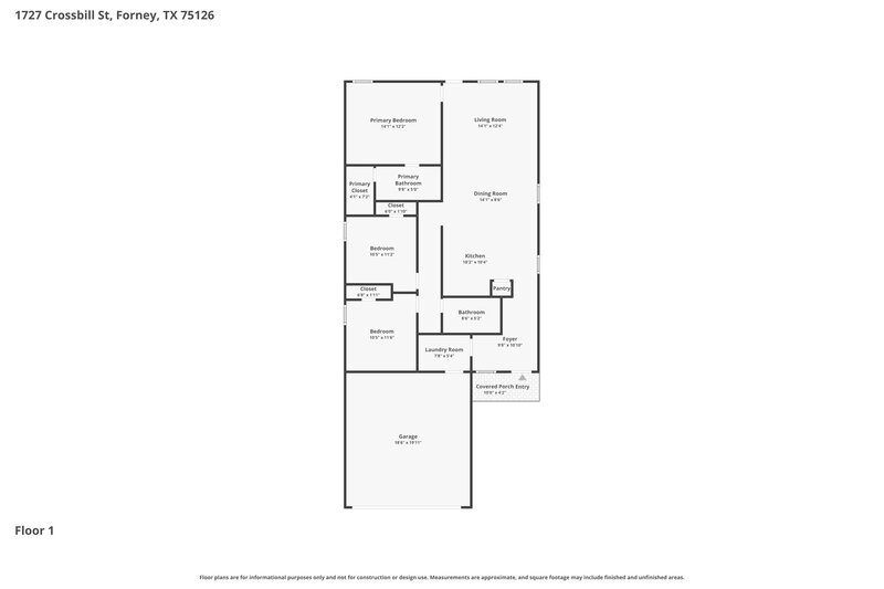 1,840/Mo, 1727 Crossbill St Forney, TX 75126 Floor Plan View