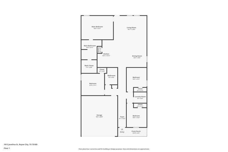 1,895/Mo, 1812 Javelina St Royse City, TX 75189 Floor Plan View