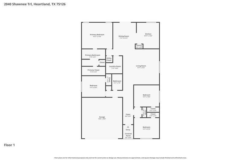 2,065/Mo, 2040 Shawnee Trl Heartland, TX 75126 Floor Plan View