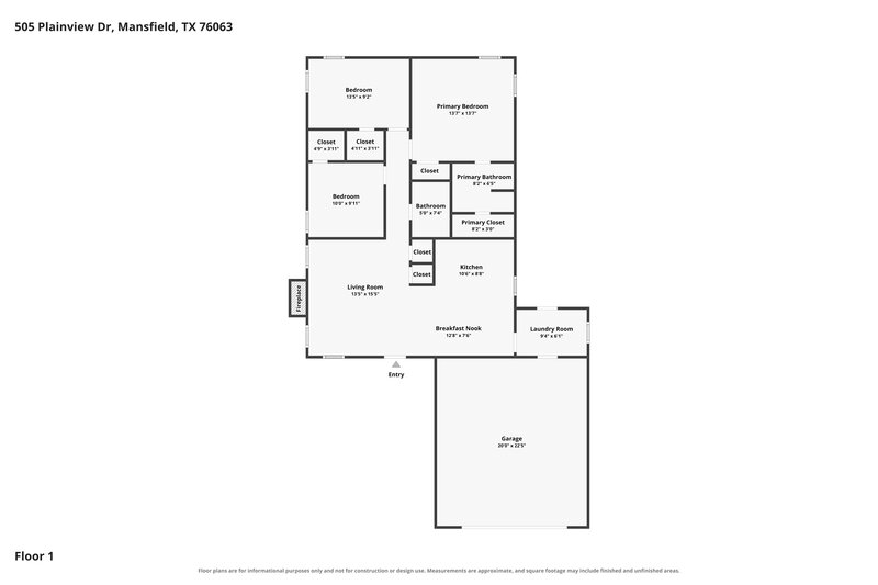 1,905/Mo, 505 Plainview Dr Mansfield, TX 76063 Floor Plan View