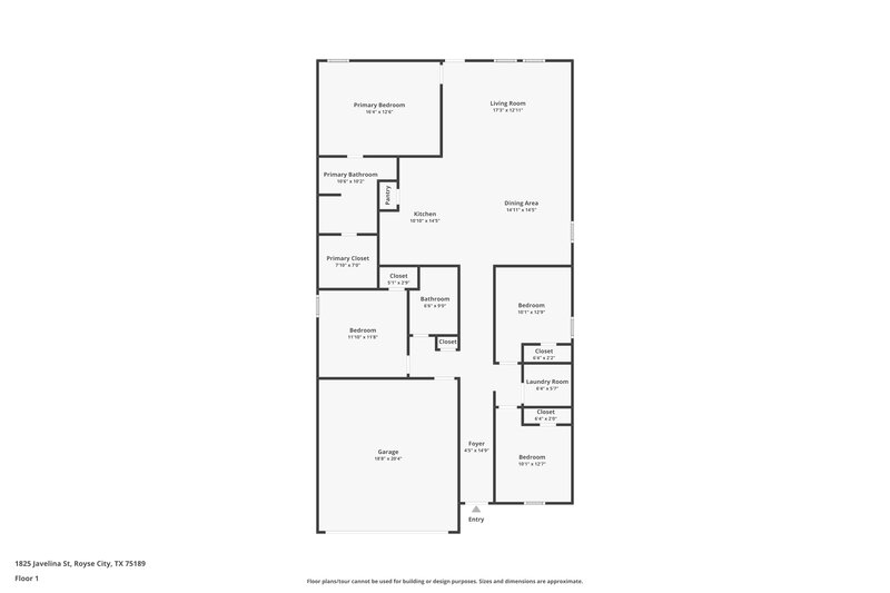 1,815/Mo, 1825 Javelina St Royse City, TX 75189 Floor Plan View