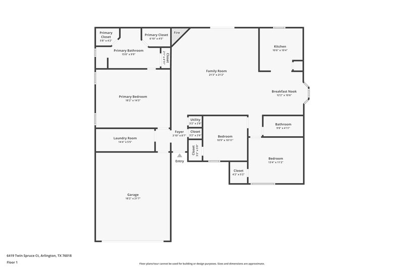 1,960/Mo, 6419 Twin Spruce Ct Arlington, TX 76018 Floorplan View