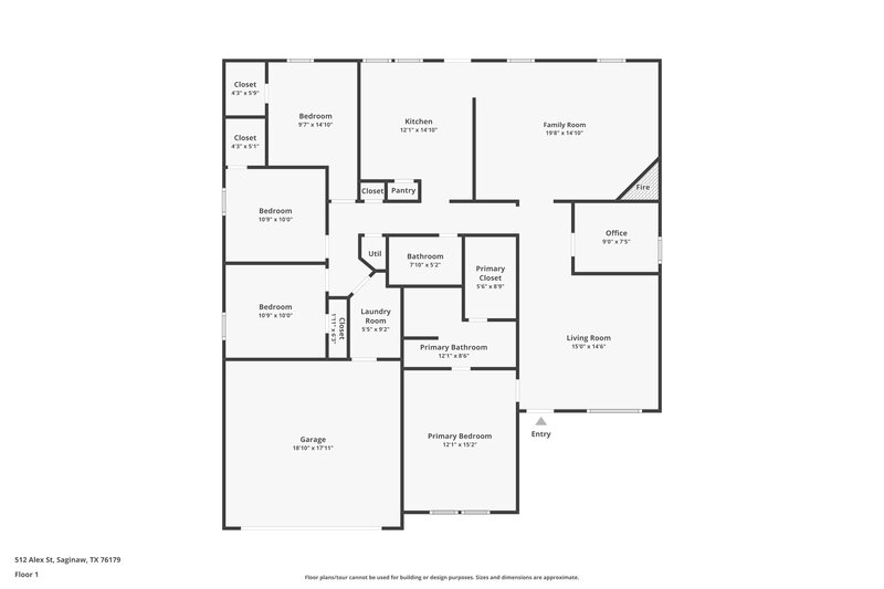 2,110/Mo, 512 Alex St Saginaw, TX 76179 Floor Plan View