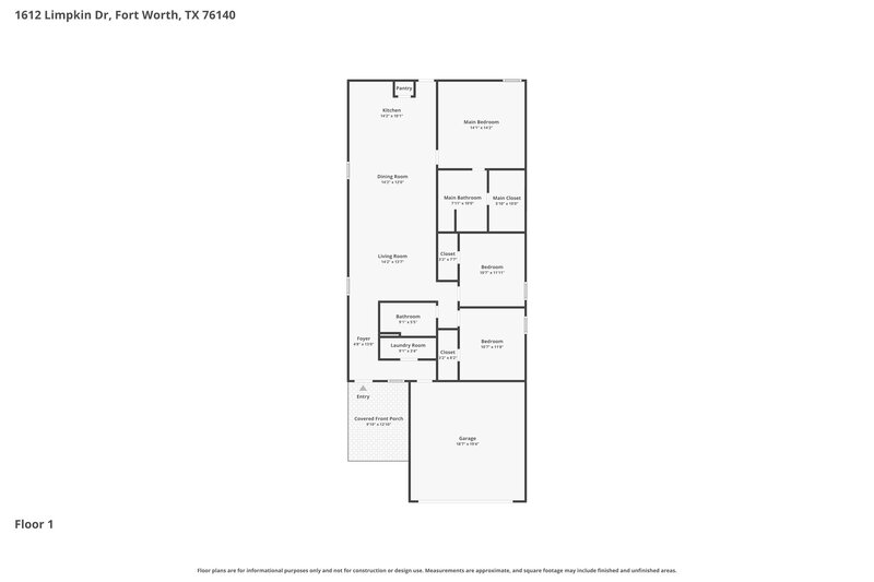 1,915/Mo, 1612 Limpkin Dr Fort Worth, TX 76140 Floor Plan View