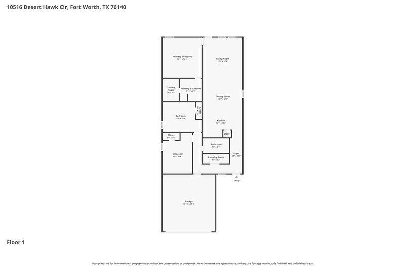 1,905/Mo, 10516 Desert Hawk Cir Fort Worth, TX 76140 Floor Plan View