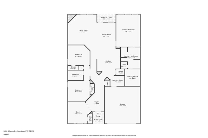 1,825/Mo, 2026 Allyson Dr Heartland, TX 75126 Floor Plan View