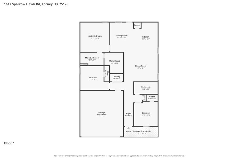 1,830/Mo, 1617 Sparrow Hawk Rd Forney, TX 75126 Floor Plan View