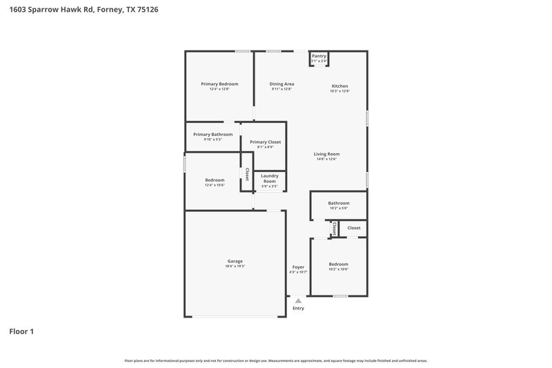 1,850/Mo, 1603 Sparrow Hawk Rd Forney, TX 75126 Floor Plan View