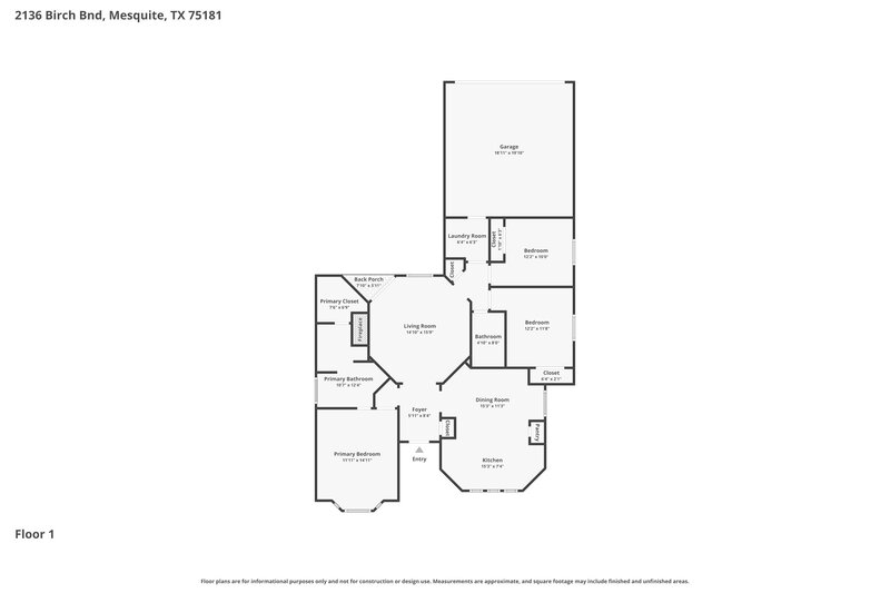 1,975/Mo, 2136 Birch Bnd Mesquite, TX 75181 Floor Plan View