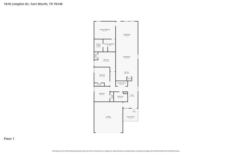 2,065/Mo, 1616 Limpkin Dr Fort Worth, TX 76140 Floor Plan View