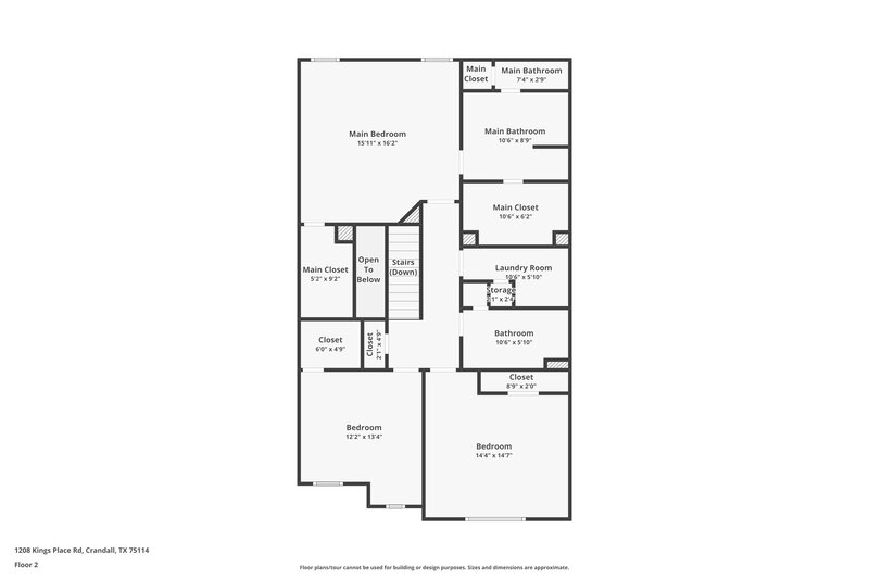 2,040/Mo, 1208 Kings Pl Crandall, TX 75114 Floor Plan View 2