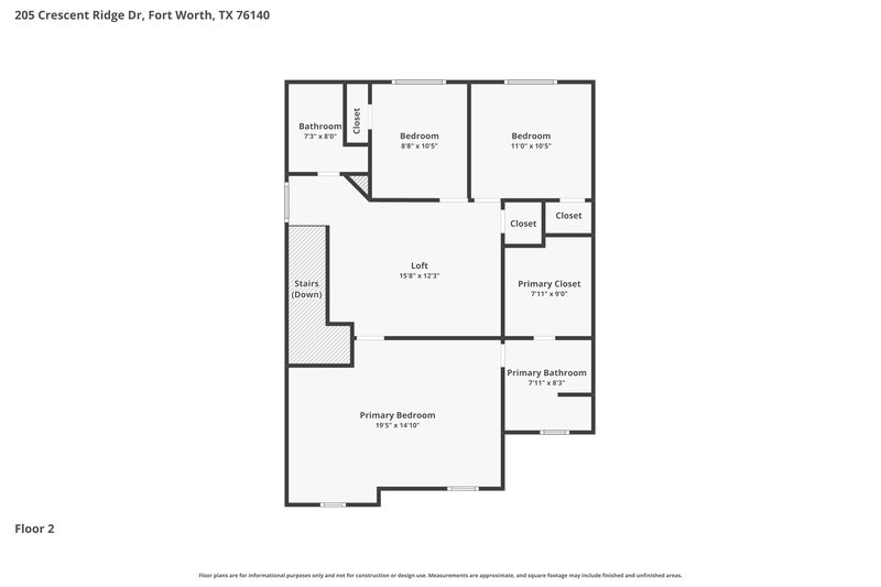 2,100/Mo, 205 Crescent Ridge Dr Fort Worth, TX 76140 Floor Plan View 2