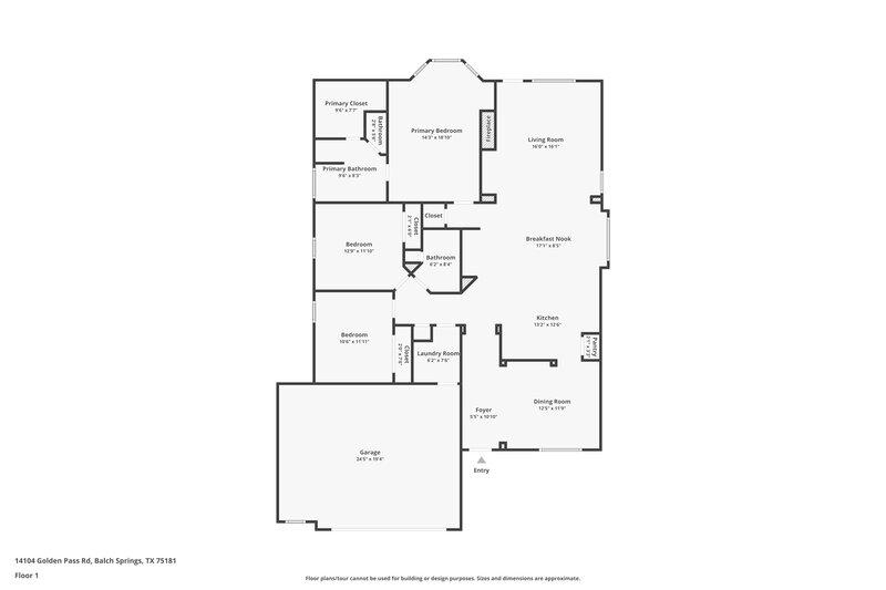2,170/Mo, 14104 Golden Pass Rd Balch Springs, TX 75181 Floor Plan View