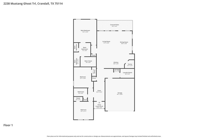 2,150/Mo, 2238 Mustang Ghost Trl Crandall, TX 75114 Floor Plan View
