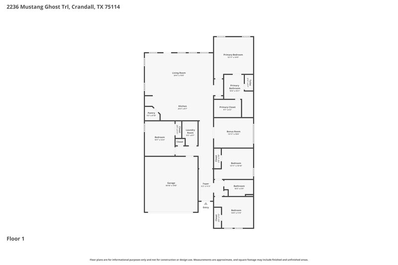 2,300/Mo, 2236 Mustang Ghost Trl Crandall, TX 75114 Floor Plan View