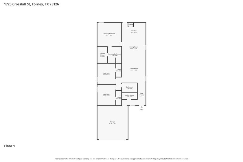 1,965/Mo, 1720 Crossbill St Forney, TX 75126 Floor Plan View