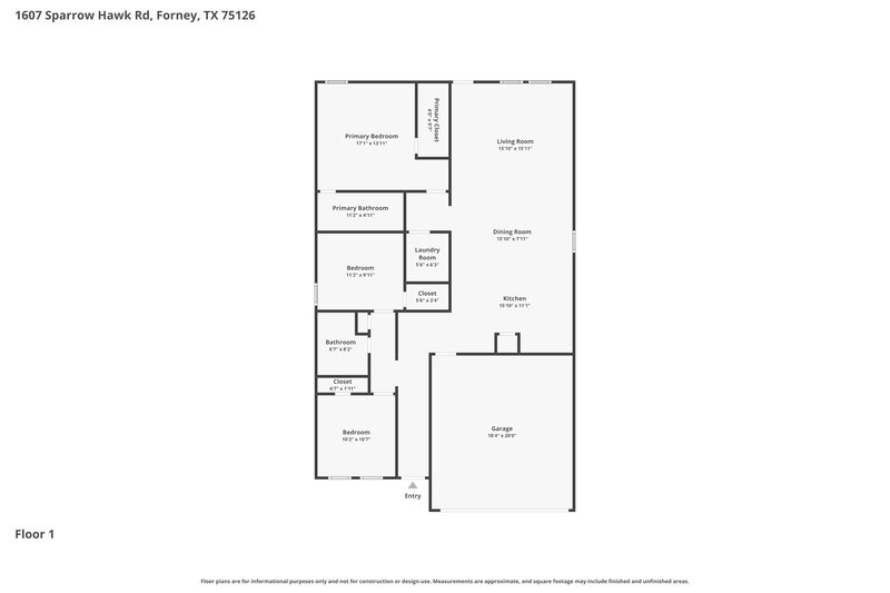 2,015/Mo, 1607 Sparrow Hawk Rd Forney, TX 75126 Floor Plan View