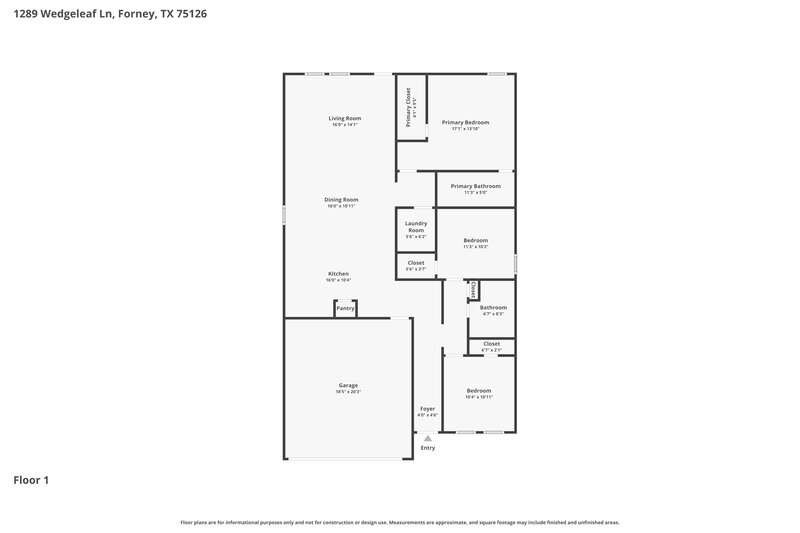 2,015/Mo, 1289 Wedgeleaf Ln Forney, TX 75126 Floor Plan View