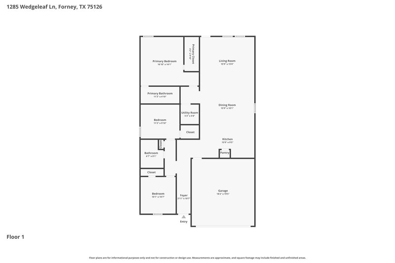 2,015/Mo, 1285 Wedgeleaf Ln Forney, TX 75126 Floor Plan View