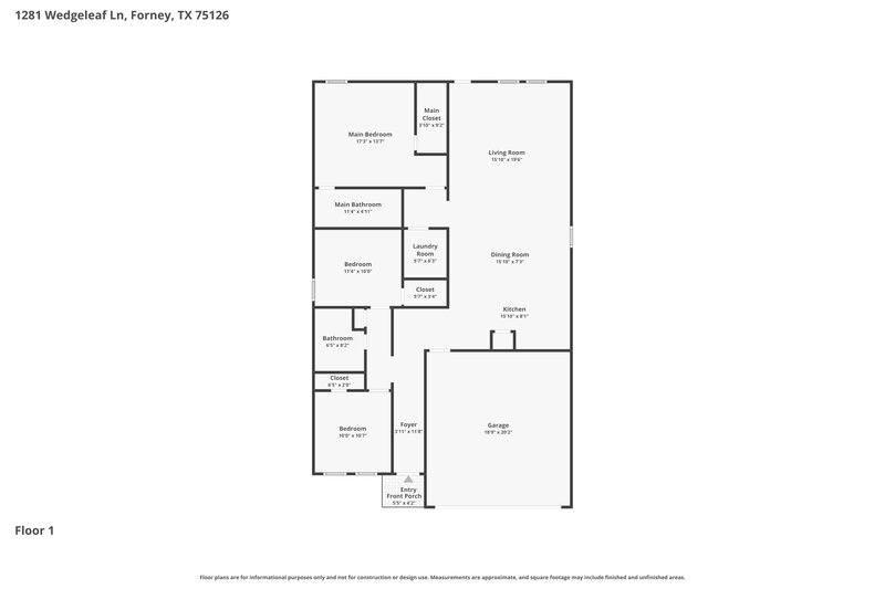 2,015/Mo, 1281 Wedgeleaf Ln Forney, TX 75126 Floor Plan View