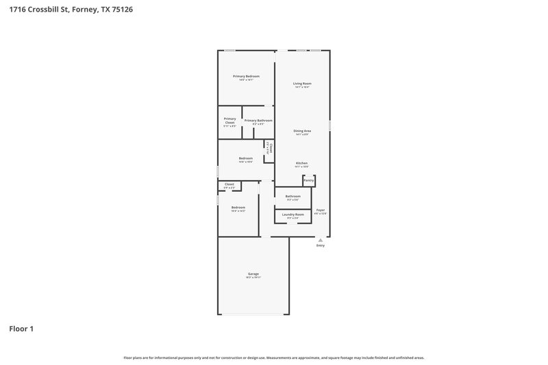 1,955/Mo, 1716 Crossbill St Forney, TX 75126 Floor Plan View