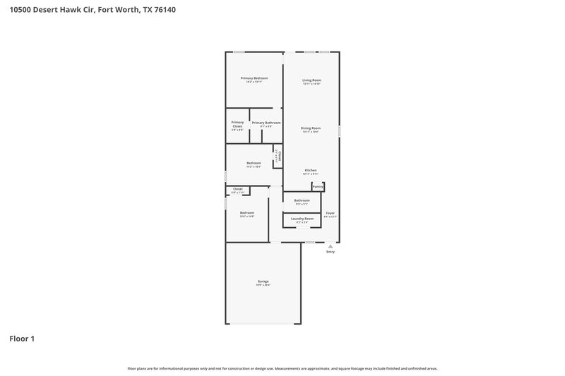 1,905/Mo, 10500 Desert Hawk Cir Fort Worth, TX 76140 Floor Plan View