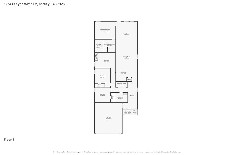 2,000/Mo, 1224 Canyon Wren Dr Forney, TX 75126 Floor Plan View