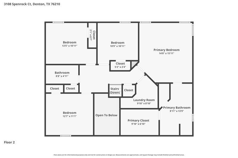 2,395/Mo, 3108 Spenrock Ct Denton, TX 76210 Floor Plan View 2