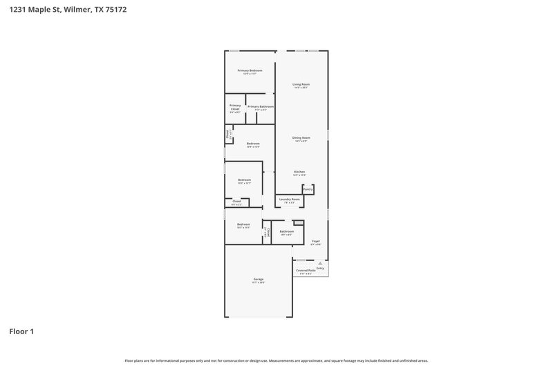 2,085/Mo, 1231 Maple St Wilmer, TX 75172 Floor Plan View