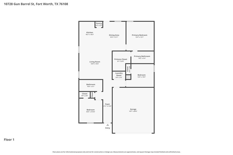 1,925/Mo, 10728 Gun Barrel St Fort Worth, TX 76108 Floor Plan View