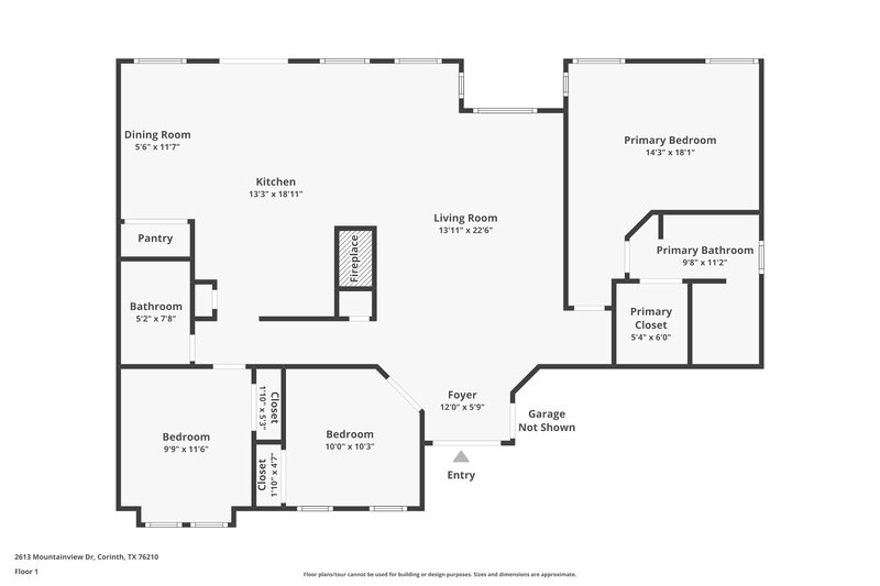 1,970/Mo, 2613 Mountainview Dr Corinth, TX 76210 Floor Plan View