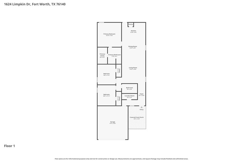 1,915/Mo, 1624 Limpkin Dr Fort Worth, TX 76140 Floor Plan View
