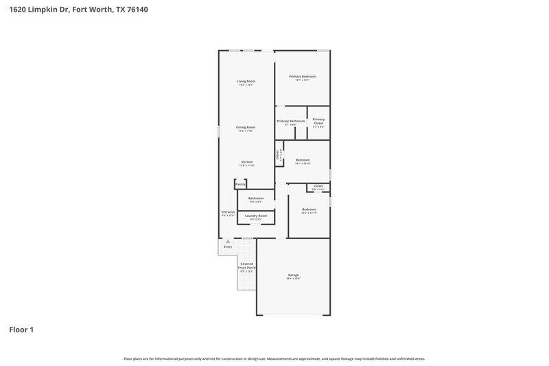 1,905/Mo, 1620 Limpkin Dr Fort Worth, TX 76140 Floor Plan View