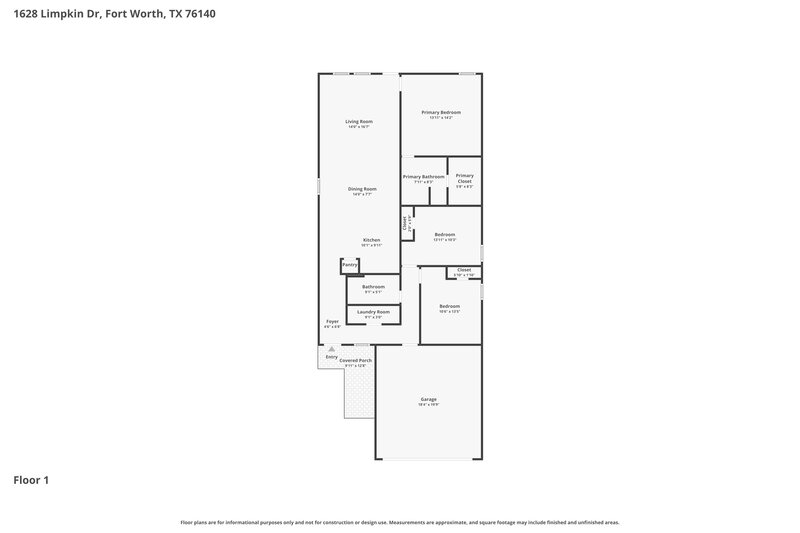 1,905/Mo, 1628 Limpkin Dr Fort Worth, TX 76140 Floor Plan View