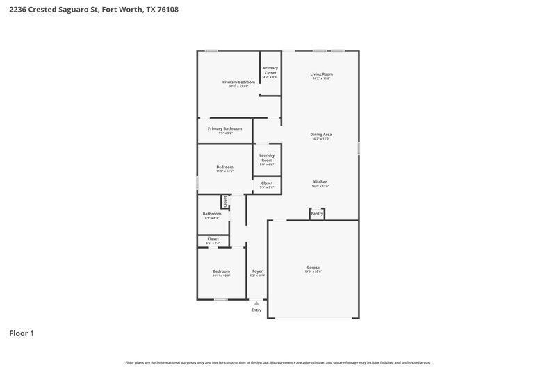 2,035/Mo, 2236 Crested Saguaro St Fort Worth, TX 76108 Floor Plan View